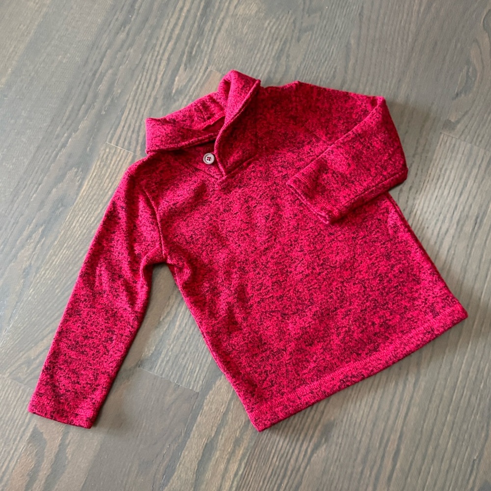 Jumping Beans Red Shawl Collar Fleece Sweater | 2T